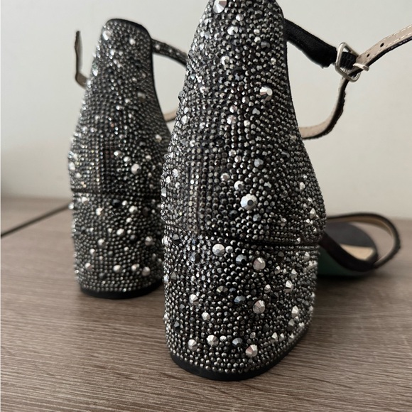 Betsey Johnson Rhinestone Block Heel Ankle Strap Sandal Elegant Fancy New Years! - Picture 8 of 14